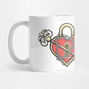 Heart Shaped Lock with a Key Mug